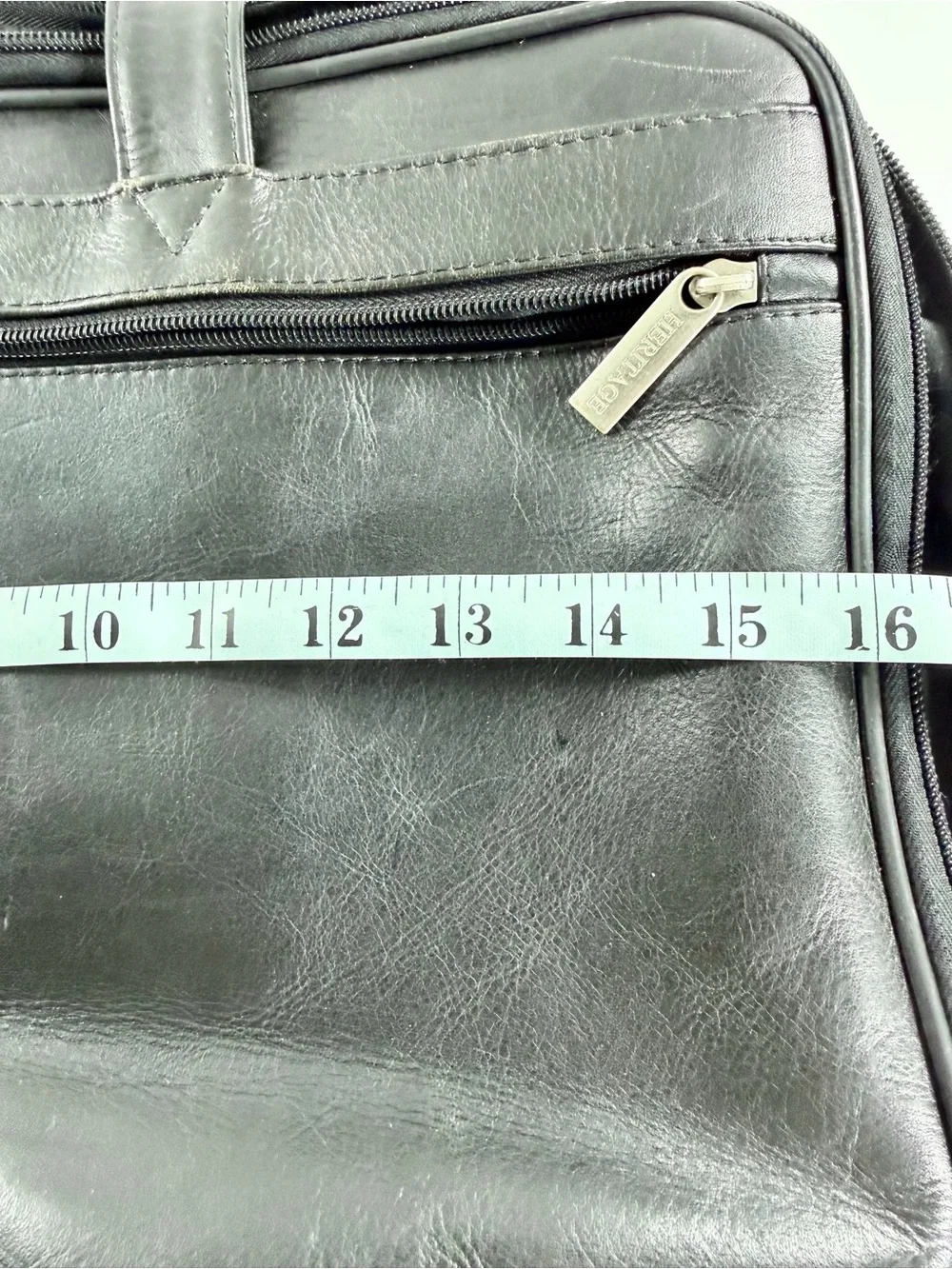 Heritage Black Leather Laptop Briefcase Messenger Bag Travel Organizer